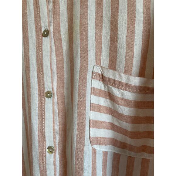 Nicole Miller red striped linen button up shirt long sleeve lightweight Size XL - Picture 3 of 6
